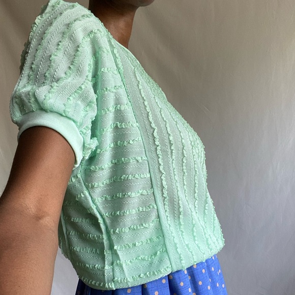 Vintage mint green frills blouse - Picture 5 of 7